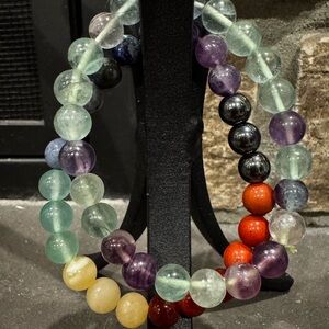 Fluorite & chakra bracket set